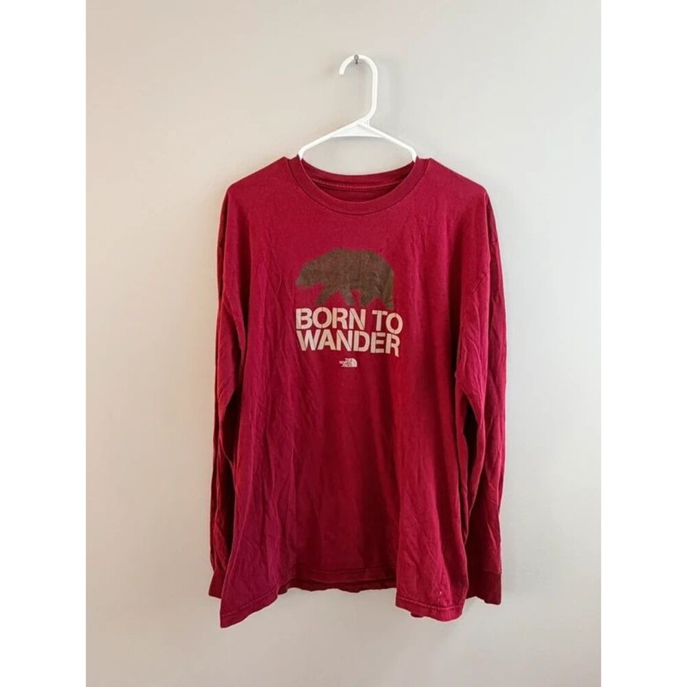 The North Face Bear Graphic Long Sleeve Tee – Maroon, outdoors, fall, casual